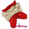 Зимний комбинезон для собак For My Dogs "Золотая спинка" красный