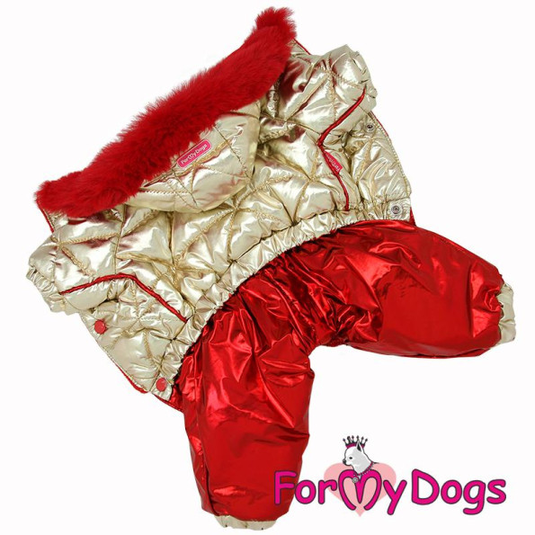 Зимний комбинезон для собак For My Dogs "Золотая спинка" красный