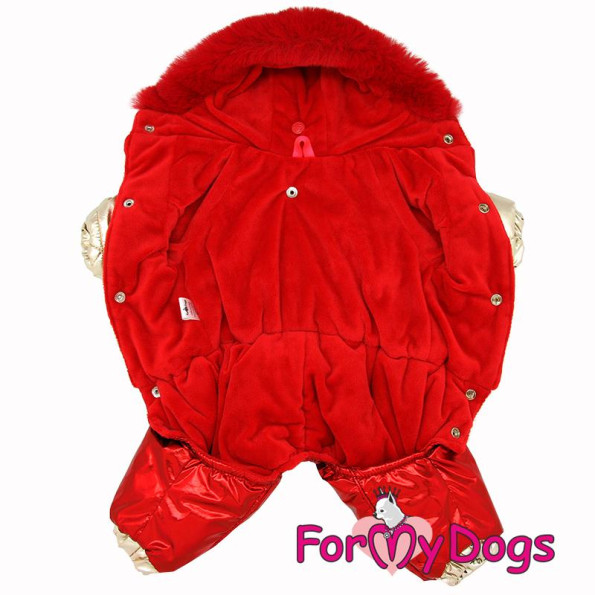 Зимний комбинезон для собак For My Dogs "Золотая спинка" красный -
                                                        Фото 2