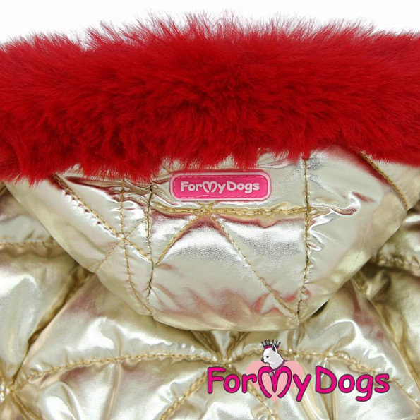 Зимний комбинезон для собак For My Dogs "Золотая спинка" красный -
                                                        Фото 3
