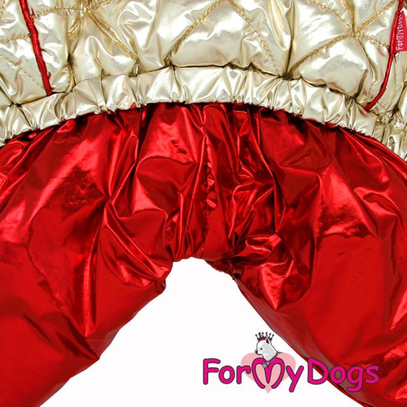 Зимний комбинезон для собак For My Dogs "Золотая спинка" красный -
                                                        Фото 4