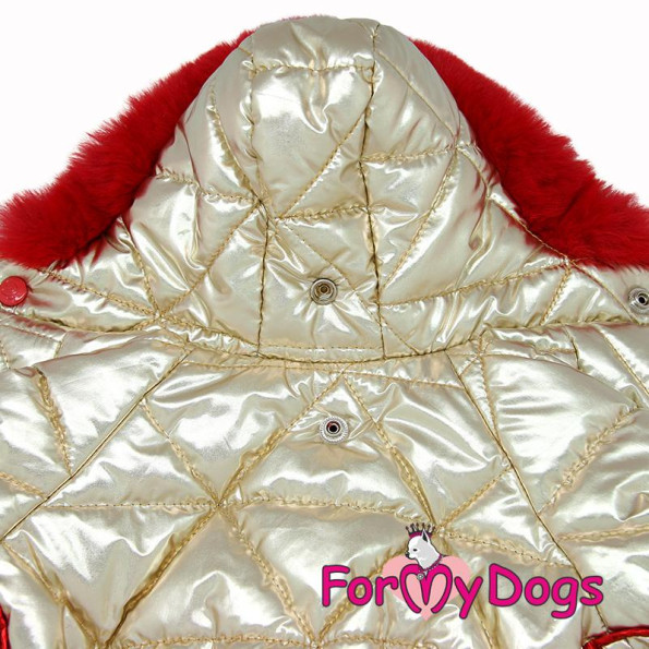 Зимний комбинезон для собак For My Dogs "Золотая спинка" красный -
                                                        Фото 5