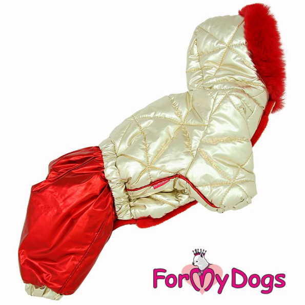 Зимний комбинезон для собак For My Dogs "Золотая спинка" красный -
                                                        Фото 6