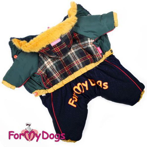 Зимний комбинезон для собак For My Dogs "Клеточка" зеленый Зимний комбинезон для собак For My Dogs "Клеточка" зеленый