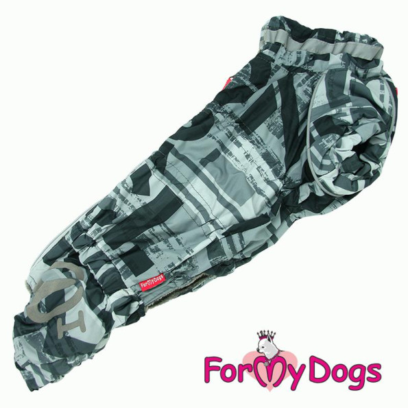 Зимний комбинезон для собак For My Dogs "Разводы" породы Таксы и Вельш Корги, Серый TC2