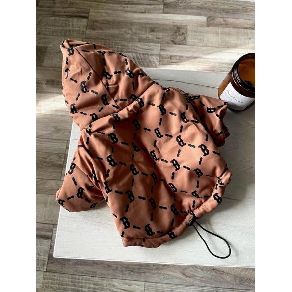 Брендова зимова куртка для собак BURBERRY з капюшоном, на змійці, коричнева -
                                                        Фото 5