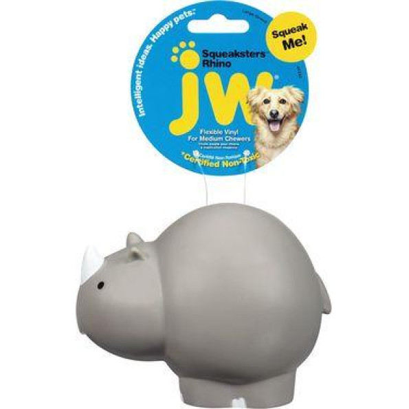 Игрушка для собак НОСОРОГ резиновый с пищалкой JW Pet Company Squeaksters Rhino серый Игрушка для собак НОСОРОГ резиновый с пищалкой JW Pet Company Squeaksters Rhino серый