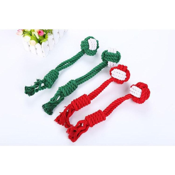 Іграшка для собак канатна М\'яч та зав\'язаний вузол, червоний 32см 