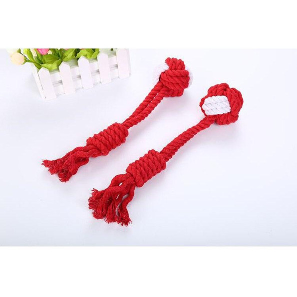 Іграшка для собак канатна М\'яч та зав\'язаний вузол, червоний 32см  -
                                                        Фото 2