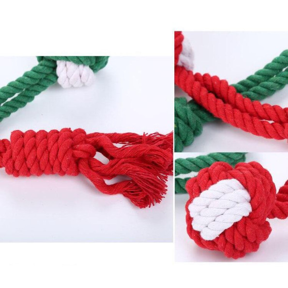 Іграшка для собак канатна М\'яч та зав\'язаний вузол, червоний 32см  -
                                                        Фото 3