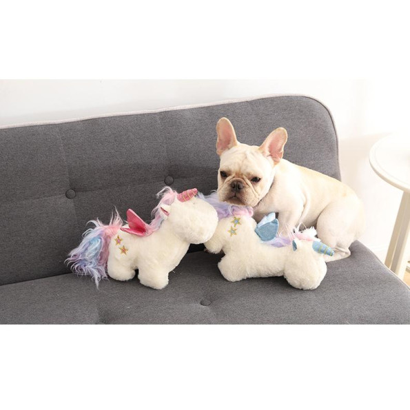 Іграшка для собак Elite Конячка-єдиноріг із зірочками плюшева зі звуком, біла 32*27см  -
                                                        Фото 3