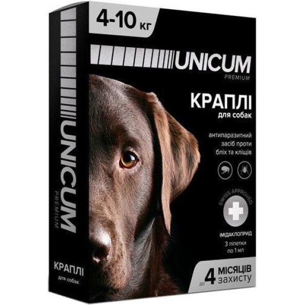 Краплі від бліх та кліщів для собак 4-10кг UNICUM Premium 1 амп. 1,0мл 