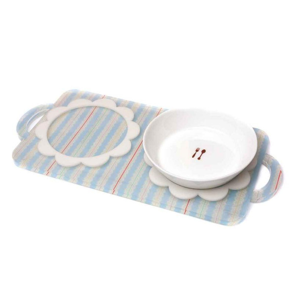 Керамические миски для собак и кошек на голубой подставке Oops 