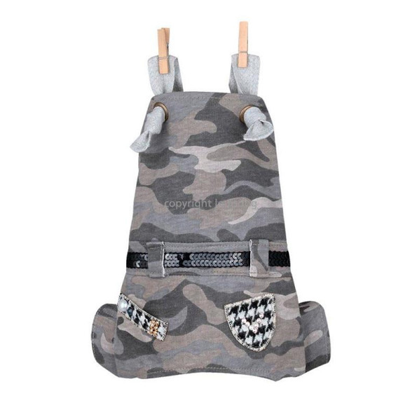 Штани для собак Louisdog Bubbly pants на підтяшках без укавів, мілітарі, сірі Штани для собак Louisdog Bubbly pants на підтяшках без укавів, мілітарі, сірі