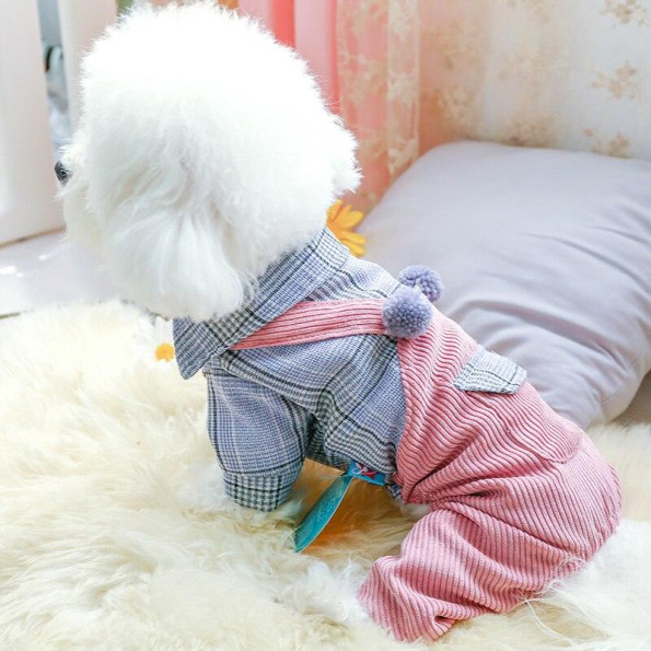 Вельветовий костюм для собак PetCircle з бубонець, рожевий -
                                                        Фото 3
