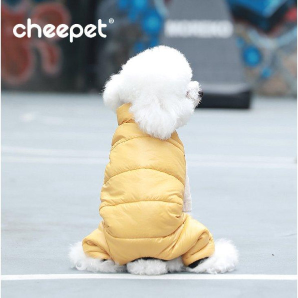 Комбінезон для собак зимовий для собак Cheepet "Дутик" двосторонній жовтий -
                                                        Фото 2