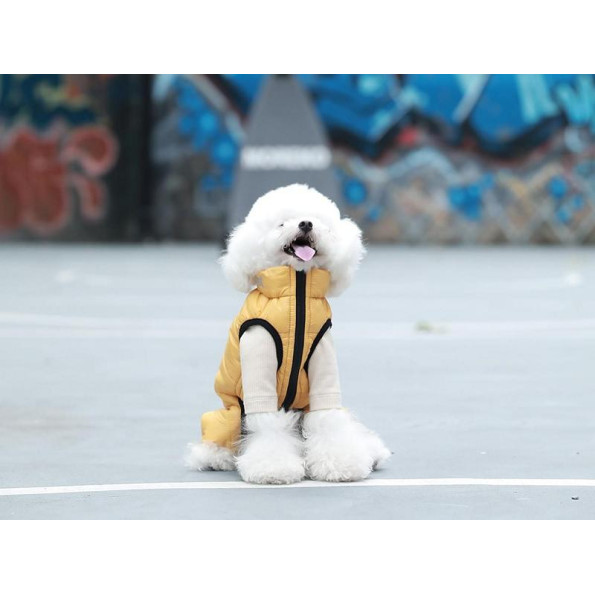 Комбінезон для собак зимовий для собак Cheepet "Дутик" двосторонній жовтий -
                                                        Фото 5