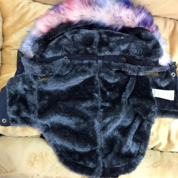 Зимняя парка для собак Cheepet на меховом подкладе, с капюшоном на меху, Синяя S -
                                                        Фото 5