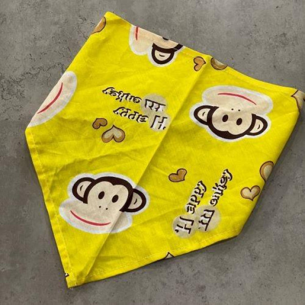 Бандана для собак, котів Big Monkey косинка на шию, жовтого кольору 
