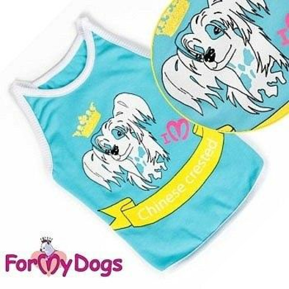 Майка для собак For My Dogs "Китайская Хохлатая" голубой Майка для собак For My Dogs "Китайская Хохлатая" голубой