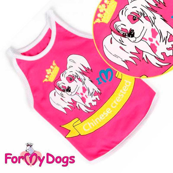 Майка для собак For My Dogs "Китайская Хохлатая" розовый Майка для собак For My Dogs "Китайская Хохлатая" розовый