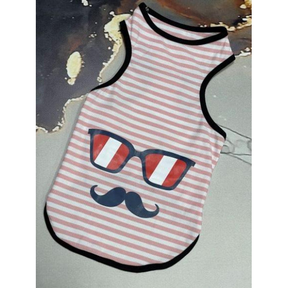Майка для собак Multibrand "Glasses mustache" рожевий Майка для собак Multibrand "Glasses mustache" рожевий