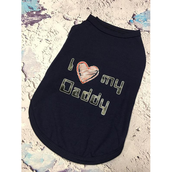 Майка для собак Multibrand "I love my Daddy" синяя