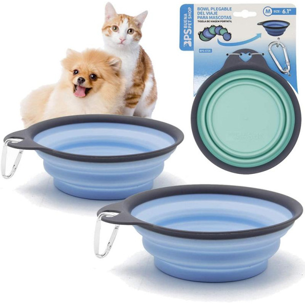 Миска силіконова дорожня з карабіном для собак і котів, розмір S, діаметр 13,5см  -
                                                        Фото 2