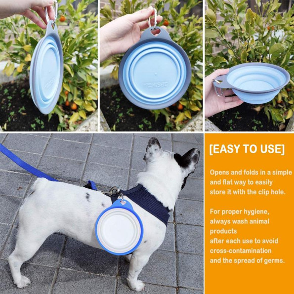 Миска силіконова дорожня з карабіном для собак і котів, розмір S, діаметр 13,5см  -
                                                        Фото 3