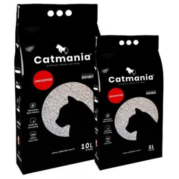Наповнювач бентонітовий для котів CATMANIA натуральний білий 10л 