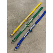 Ошейник для котов Smart way украшен камушками, с колокольчиком цветной Желтый