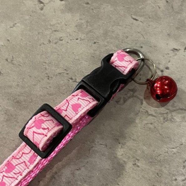 Ошейник для котов нейлоновый с рисунком Сердечки, с колокольчиком, розового цвета -
Фото 2 Ошейник для котов нейлоновый с рисунком Сердечки, с колокольчиком, розового цвета -
Фото 2