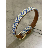 Нашийник для собак з джинсовим покриттям прикрашений візерунковим малюнком синій 1,3*32см 