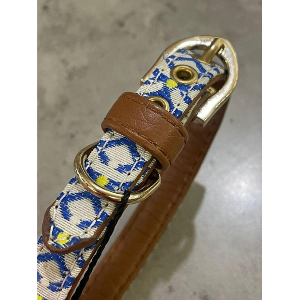 Нашийник для собак з джинсовим покриттям прикрашений візерунковим малюнком синій 1,3*32см  -
                                                        Фото 2