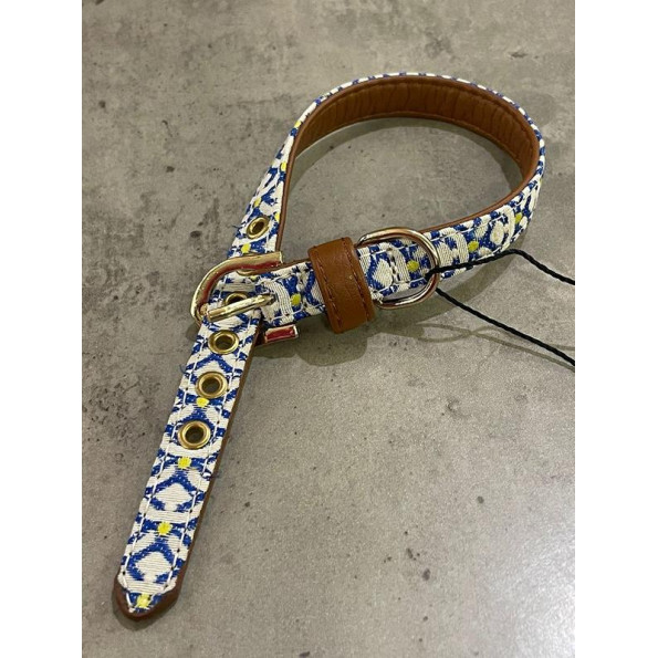 Нашийник для собак з джинсовим покриттям прикрашений візерунковим малюнком синій 1,3*32см  -
                                                        Фото 3