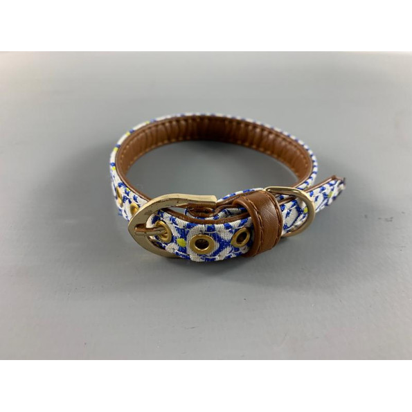 Нашийник для собак з джинсовим покриттям прикрашений візерунковим малюнком синій 1,3*32см  -
                                                        Фото 4