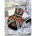 Брендовый бомпер для собак BURBERRY с кожанными рукавами на шелковой подкладке, бежевый