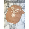 Брендовий светр для собак PRADA з логотипом на спині білого кольору, бежевий