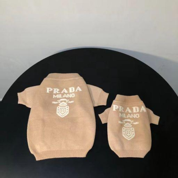 Брендовий светр для собак PRADA з логотипом на спині білого кольору, бежевий -
                                                        Фото 2