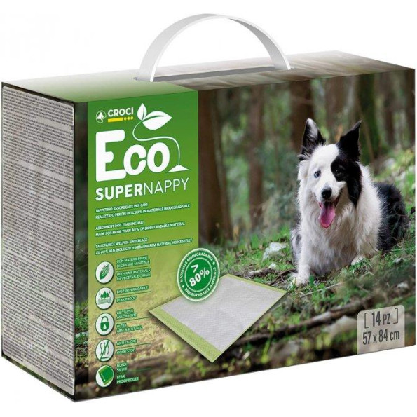Пелюшки для собак Croci Super nappy ECO абсорбуючі 57х84 см 14 шт Пелюшки для собак Croci Super nappy ECO абсорбуючі 57х84 см 14 шт