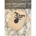 Брендовий светр для собак PRADA з логотипом на спині білого кольору, білий