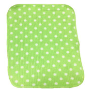 Плед для собак і котів плюшевий, рифлений у дрібний білий горошок зеленого кольору 