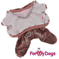 Велюровий комбінезон для собак For My Dogs Блискучий верх, на штанах камінці, рожевий, утеплений