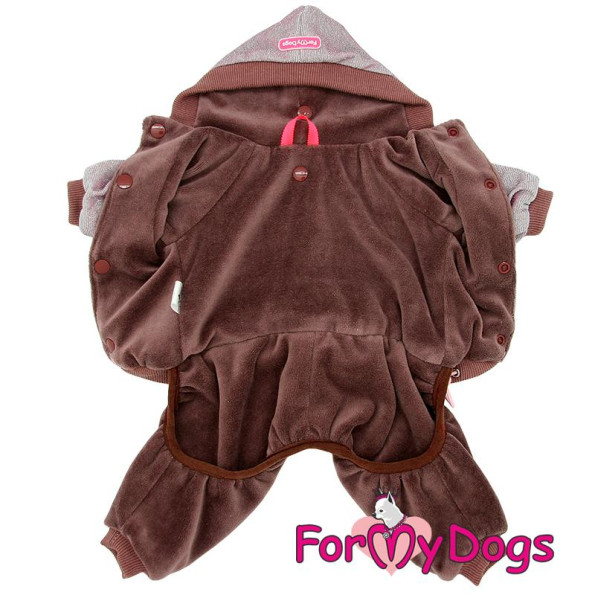 Велюровий комбінезон для собак For My Dogs Блискучий верх, на штанах камінці, рожевий, утеплений -
                                                        Фото 2