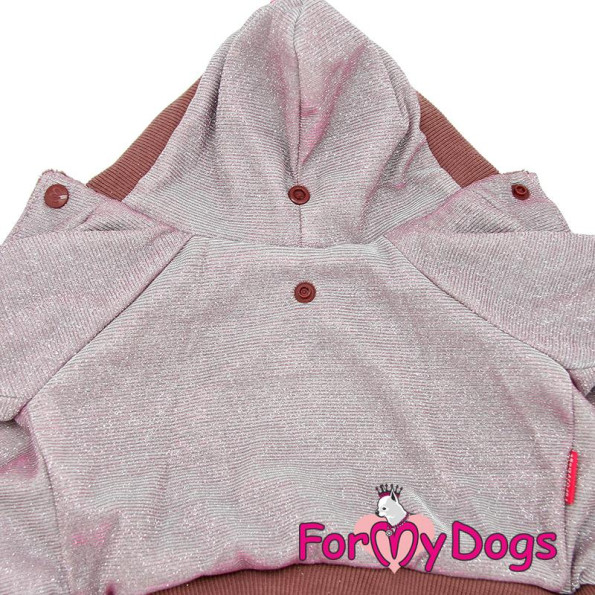Велюровий комбінезон для собак For My Dogs Блискучий верх, на штанах камінці, рожевий, утеплений -
                                                        Фото 4