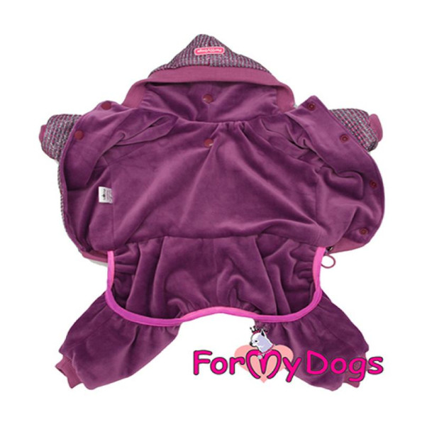 Велюровый комбинезон для собак For My Dogs Блестящий, переливающийся верх, утепленный, фиолетовый -
                                                        Фото 2