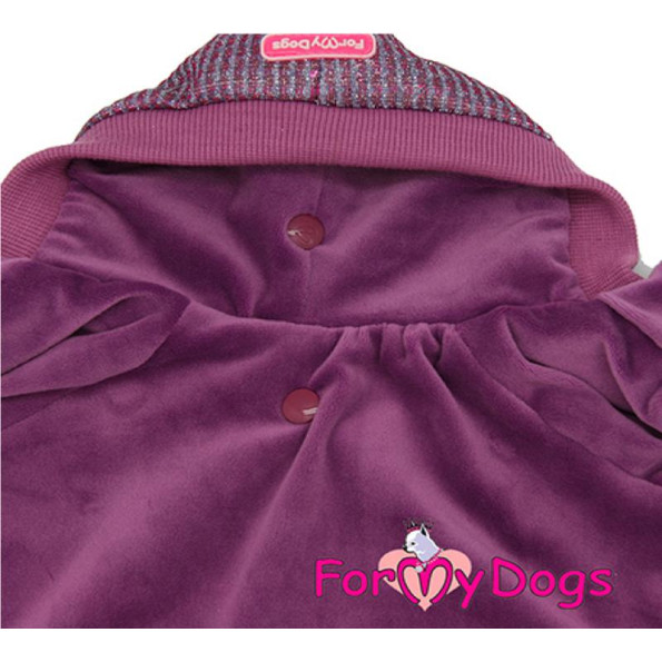 Велюровый комбинезон для собак For My Dogs Блестящий, переливающийся верх, утепленный, фиолетовый -
                                                        Фото 3