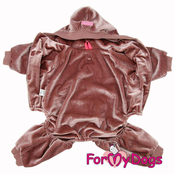 Велюровый комбинезон для собак For My Dogs перламутровый велюр, утепленный, розового цвета -
                                                        Фото 2