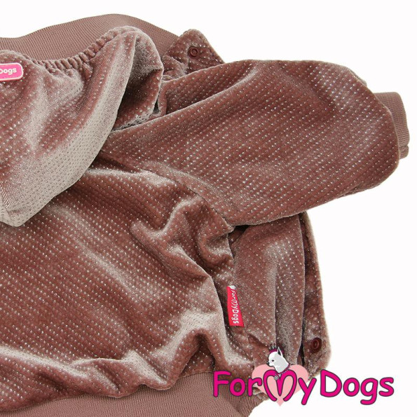 Велюровый комбинезон для собак For My Dogs перламутровый велюр, утепленный, розового цвета -
                                                        Фото 4