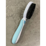 Расческа двухсторонняя с щеткой для собак и кошек с разным типами шерсти голубая Расческа двухсторонняя с щеткой для собак и кошек с разным типами шерсти голубая